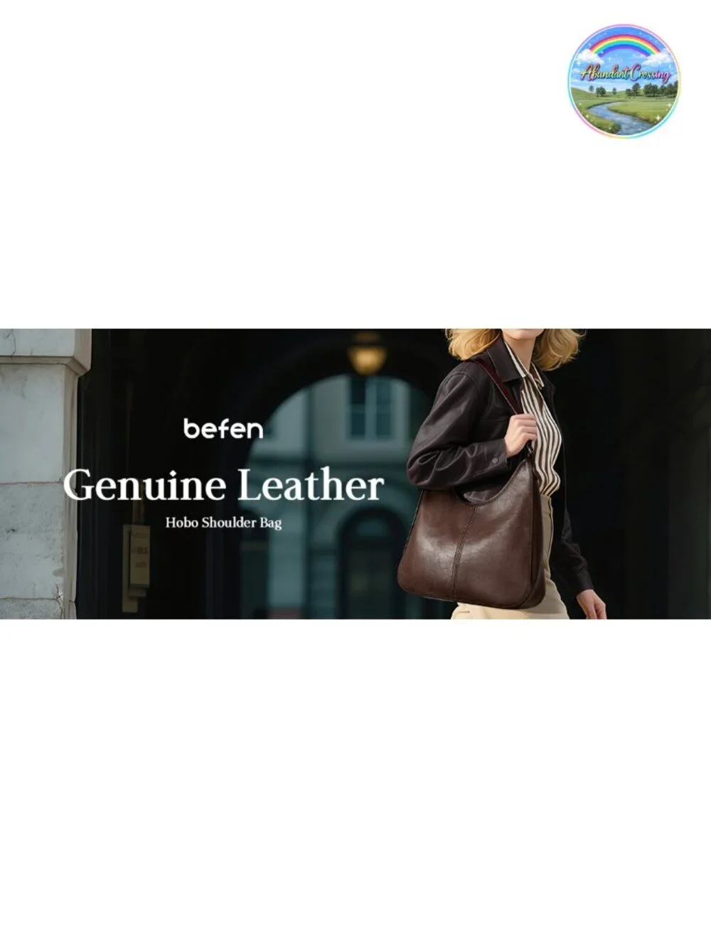 Genuine Leather Hobo Bag Adjustable Shoulder Strap Zipper Closure